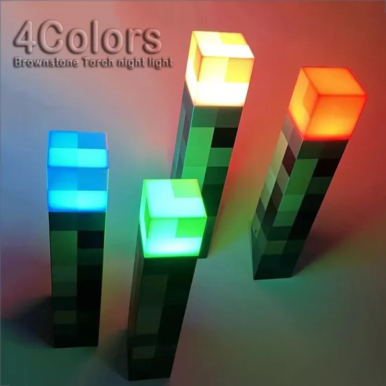 GlowCraft LED Night Light - USB Charging Brownstone Flashlight Torch Lamp - Decorative Bedroom Light - Ideal Children's Gift with Buckle