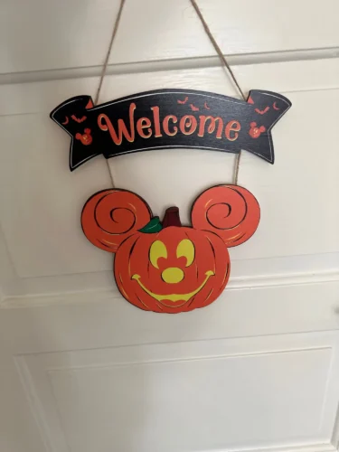 Halloween Mouse Welcome Hanging Sign For Front Door,Happy Halloween Wooden Pumpkin Signs,Wood Door Hanger Ornaments photo review