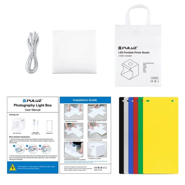 Portable 20cm LED Light Box Kit with 6 Backdrops for Professional Photography