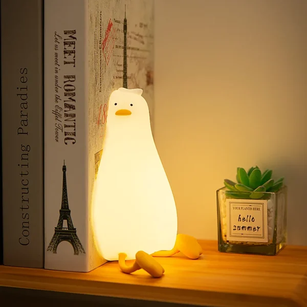 Rechargeable Duck LED Night Light - Dimmable Silicone Lamp for Kids' Room Decor