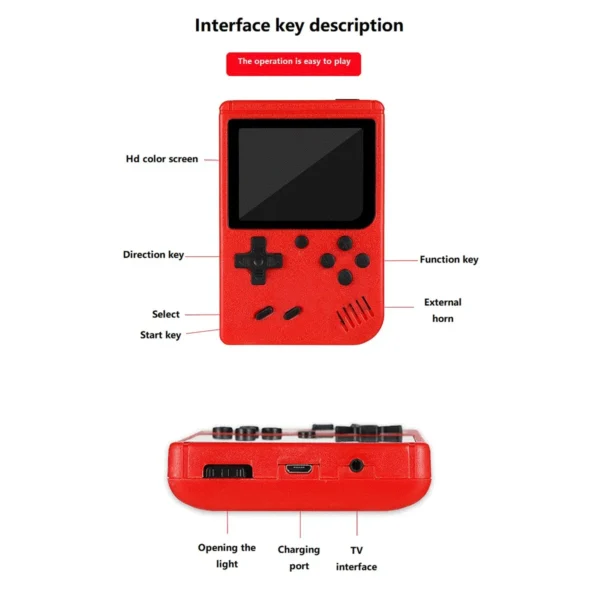 Red Retro Handheld Game Console for Kids: Hundreds of Classic Games & TV Connectivity