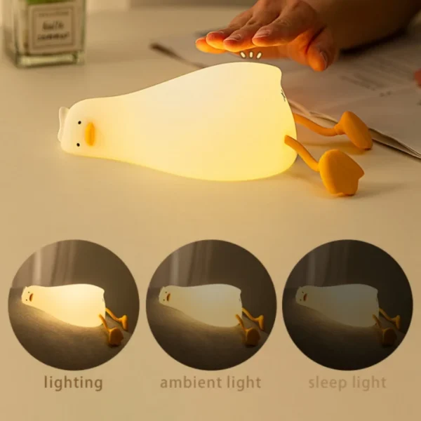 Rechargeable Duck LED Night Light - Dimmable Silicone Lamp for Kids' Room Decor