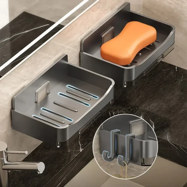 Wall Mounted Double Drainage Soap Holder - No-Punch Bathroom Organizer