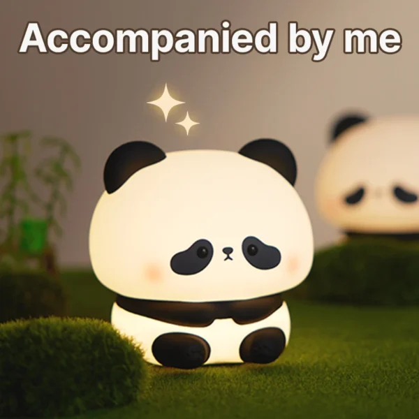 Cute Panda LED Night Light - USB Rechargeable Silicone Lamp for Kids' Bedroom Decor & Gifts