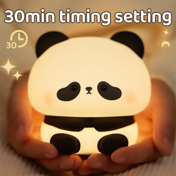 Cute Panda LED Night Light - USB Rechargeable Silicone Lamp for Kids' Bedroom Decor & Gifts