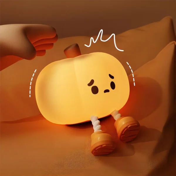 Soft Silicone Pumpkin Night Light: Safe, Dimmable Halloween Decor for Kids