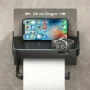 Multi-Functional Plastic Toilet Paper Holder & Kitchen Towel Rack with Phone and Spice Storage