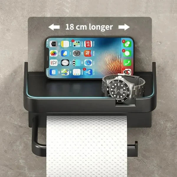 Multi-Functional Plastic Toilet Paper Holder & Kitchen Towel Rack with Phone and Spice Storage