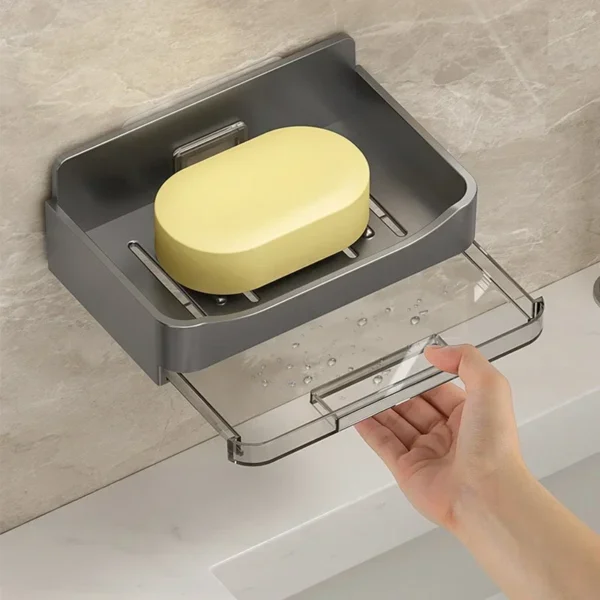 Wall Mounted Double Drainage Soap Holder - No-Punch Bathroom Organizer