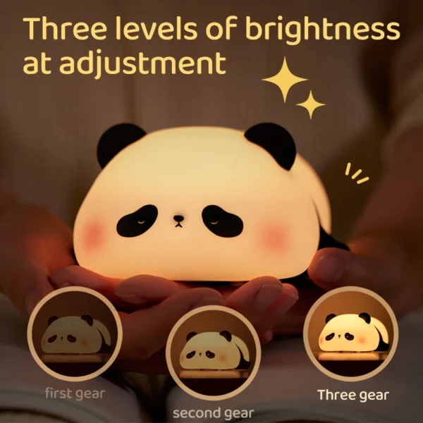 Cute Panda LED Night Light - USB Rechargeable Silicone Lamp for Kids' Bedroom Decor & Gifts
