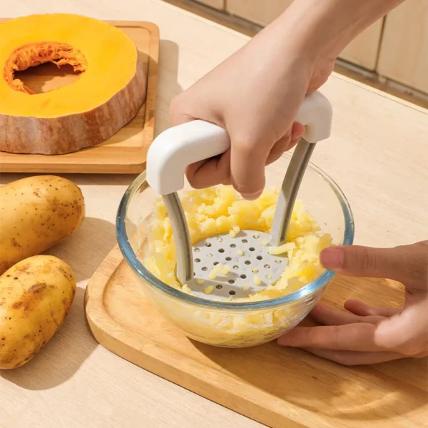 Durable Manual Potato Masher & Ricer with Non-Slip Handle - Versatile Kitchen Gadget for Vegetables & Fruits
