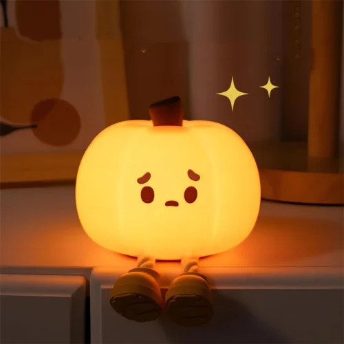 Soft Silicone Pumpkin Night Light: Safe, Dimmable Halloween Decor for Kids