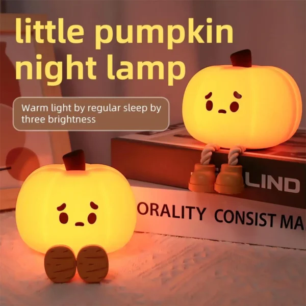 Soft Silicone Pumpkin Night Light: Safe, Dimmable Halloween Decor for Kids