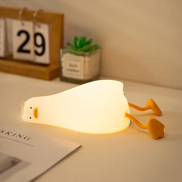 Rechargeable Duck LED Night Light - Dimmable Silicone Lamp for Kids' Room Decor