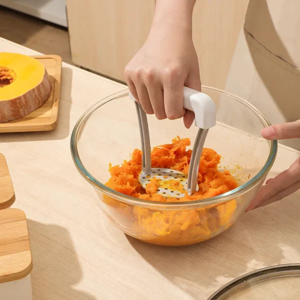 Durable Manual Potato Masher & Ricer with Non-Slip Handle - Versatile Kitchen Gadget for Vegetables & Fruits