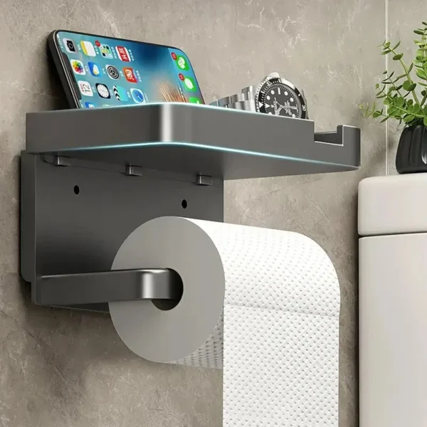 Multi-Functional Plastic Toilet Paper Holder & Kitchen Towel Rack with Phone and Spice Storage