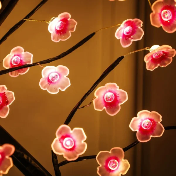 Cherry Blossom LED Bonsai Tree Lamp: USB/Battery Powered Touch Night Light