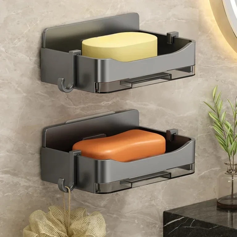Wall Mounted Double Drainage Soap Holder - No-Punch Bathroom Organizer