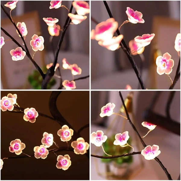Cherry Blossom LED Bonsai Tree Lamp: USB/Battery Powered Touch Night Light