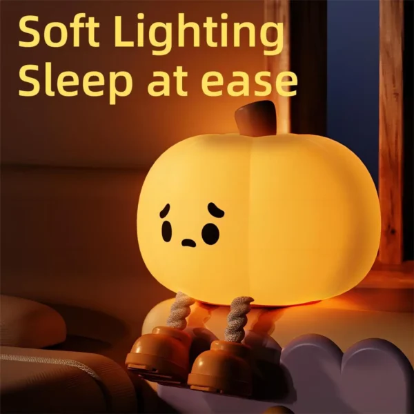 Soft Silicone Pumpkin Night Light: Safe, Dimmable Halloween Decor for Kids