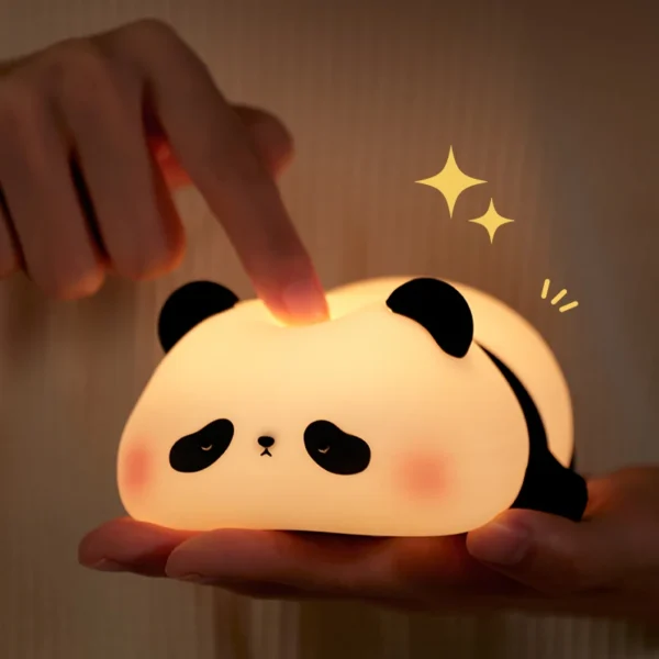 Cute Panda LED Night Light - USB Rechargeable Silicone Lamp for Kids' Bedroom Decor & Gifts