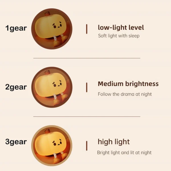 Soft Silicone Pumpkin Night Light: Safe, Dimmable Halloween Decor for Kids