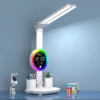 Rechargeable LED Desk Lamp with Fan and Clock — Adjustable Reading Light & Night Lamp