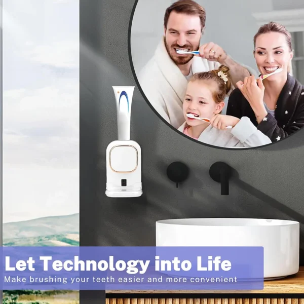 Automatic Toothpaste Squeezer: USB Fast-Charge, 500-Use Battery and Self-Adhesive Mount