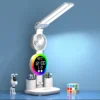 Rechargeable LED Desk Lamp with Fan and Clock — Adjustable Reading Light & Night Lamp