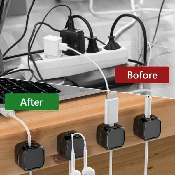 Mini Magnetic Cable Clips - Self-Adhesive Cord Holders for Home & Office