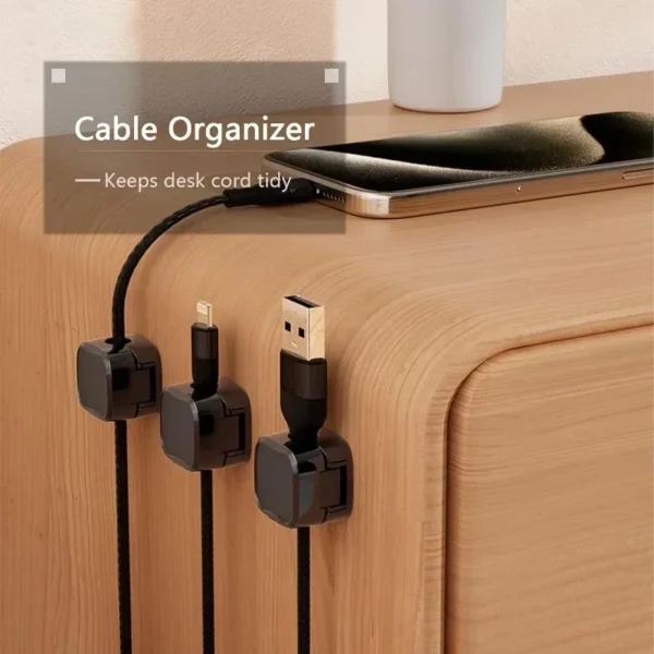 Mini Magnetic Cable Clips - Self-Adhesive Cord Holders for Home & Office